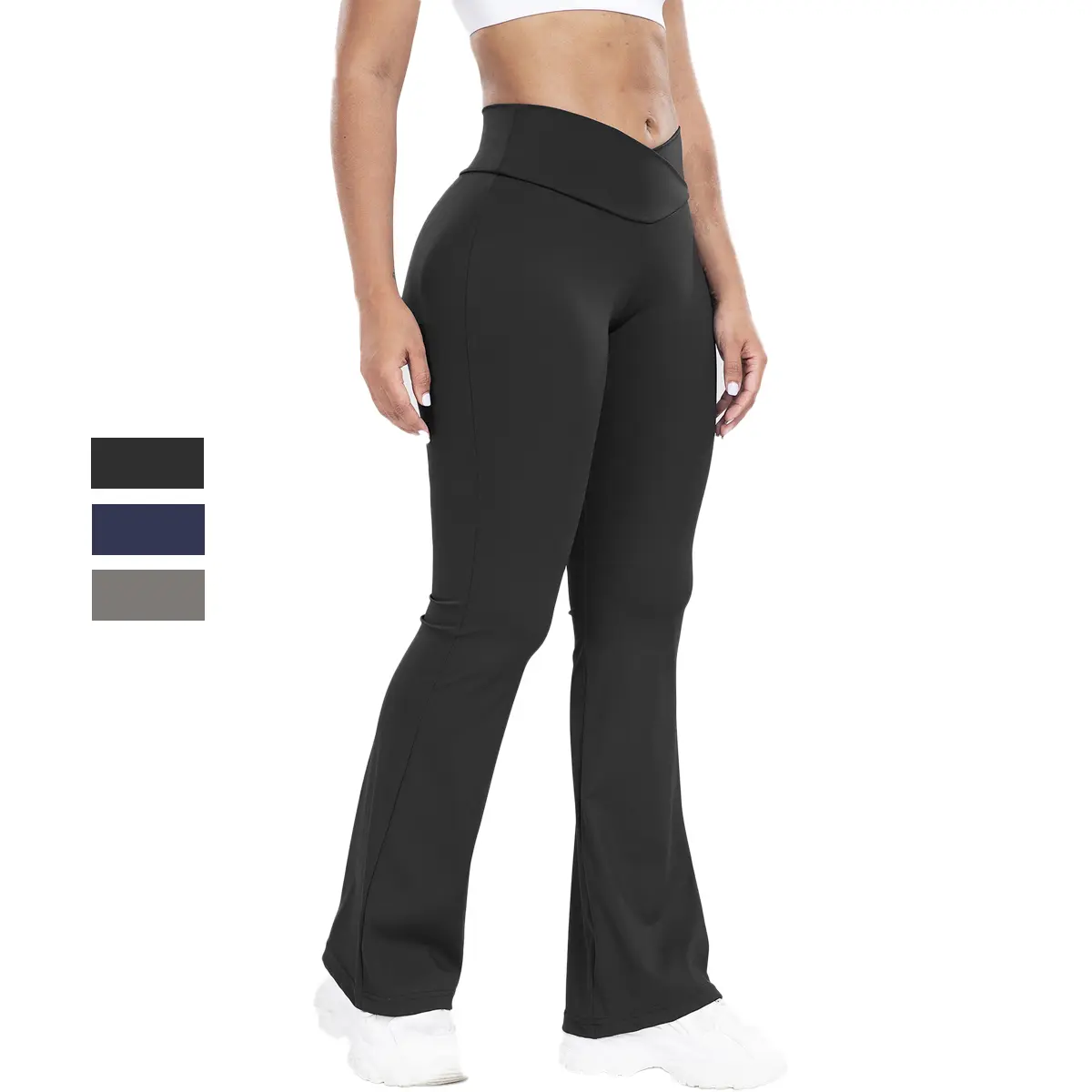 Women's Athletic High Waist Flare Leggings, Solid Tummy Control Bootcut Comfy Pants with 4-Way Stretch for Yoga & Casual Wear, High Rise Leggings, 4-Way Stretch Leggings