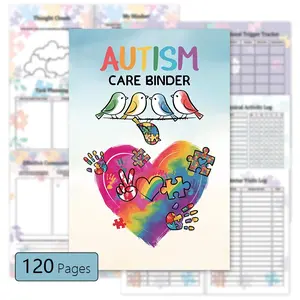 Autism Care Binder 120 Pages, Essential Self-Care Organizer for Daily Use, Perfect Gift for Autistic Individuals & Families