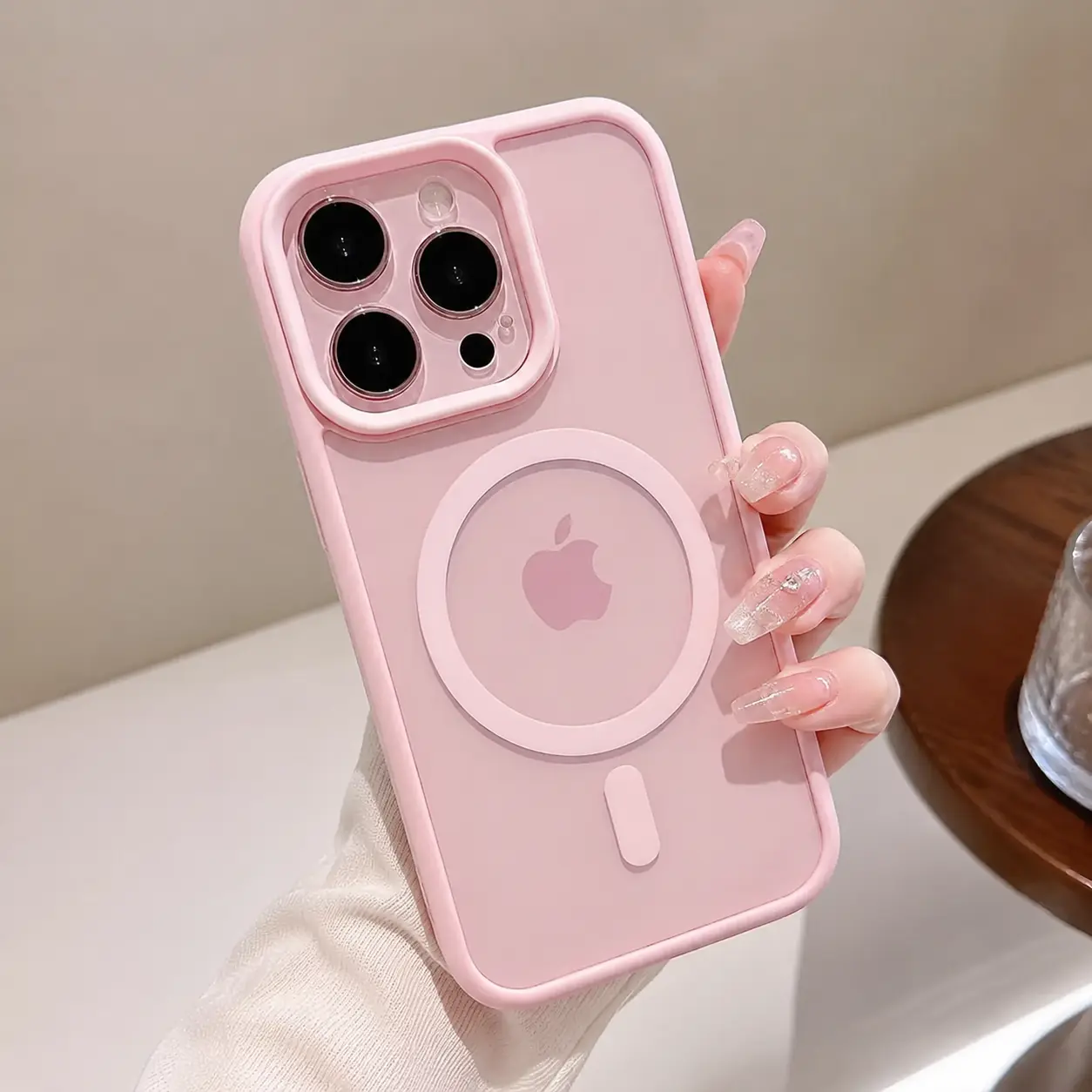 Pink Magnetic Clear Phone Case for iPhone 17 16 15 14 13 12 11 Pro Max Plus, MagSafe Wireless Charging Shockproof Cute Girly Protective Cover.