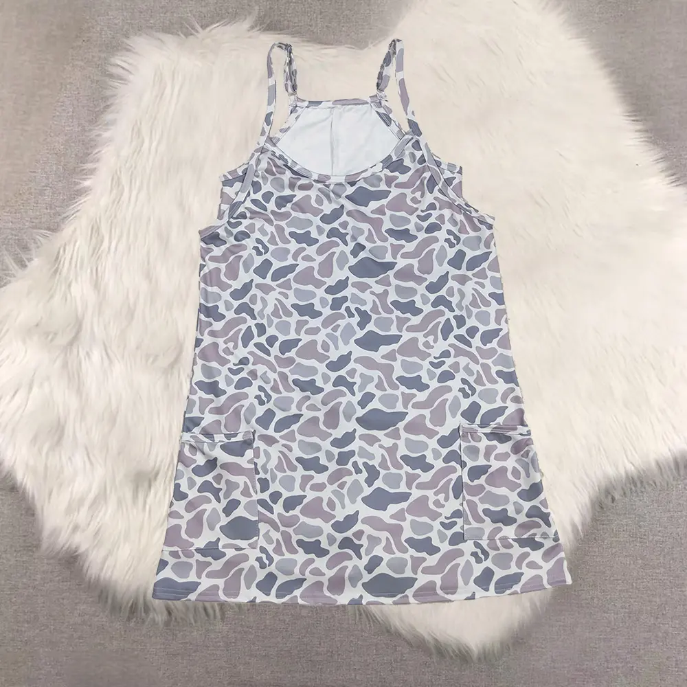 New Clothes Women's Grey Camo Strap Summer Athletic Dress Adult Casual Fashion