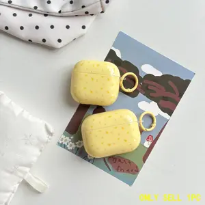 Spring Simple Yellow Small Floral Pattern Protective Earphone Case Cover For AirPods 1 2 3 4 Pro Pro2 Pro3 with Yellow Ring Protection
