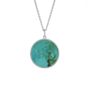Alina Circle Bezel Pendant Necklace with Stone