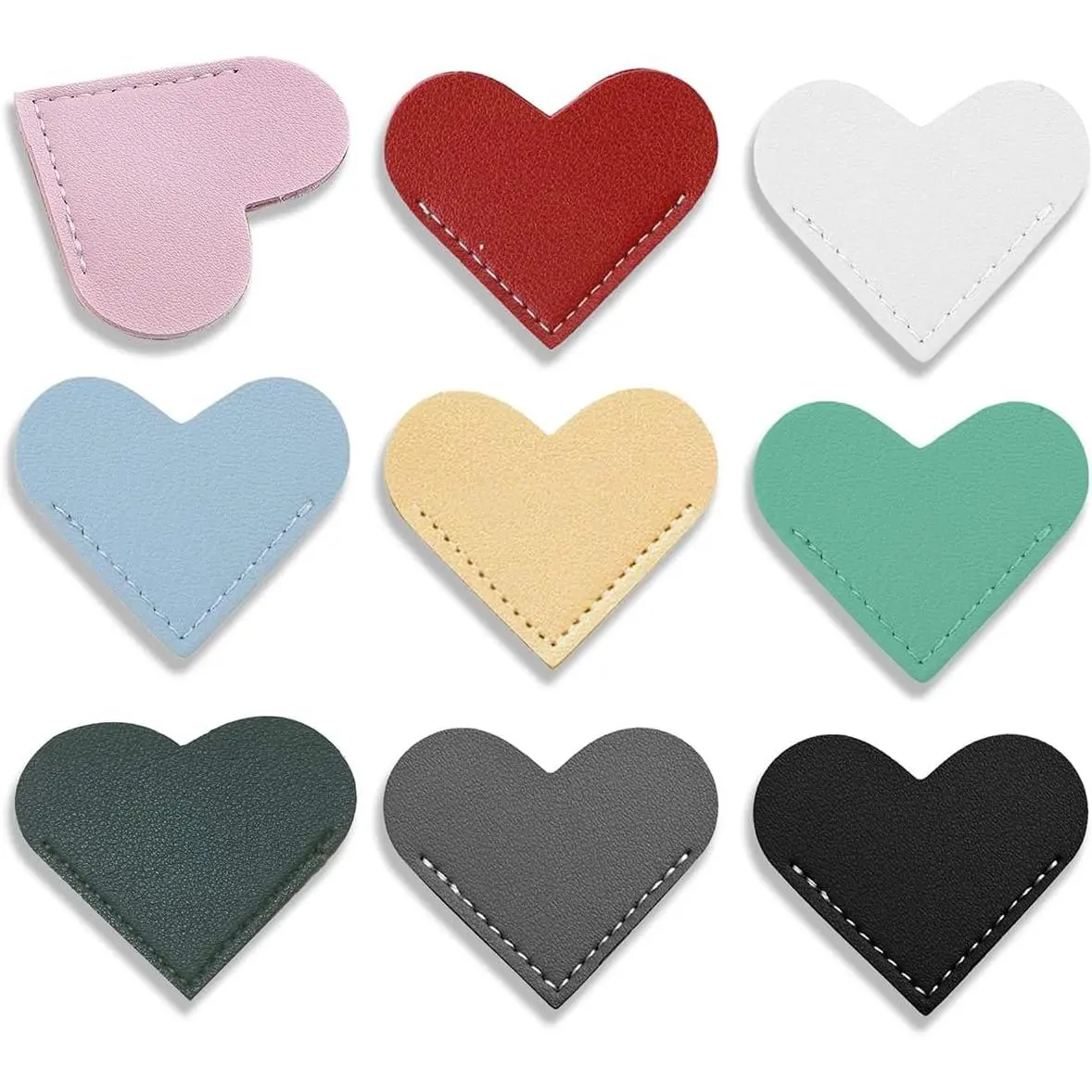 9 count Leather Bookmarks for Women with Heart Shape, Cute Corner Bookmark, Book Accessories for Reading Lovers, Book Markers for Women, Bookmarks for Book Lovers by  (9PCS Heart - Color 3)
