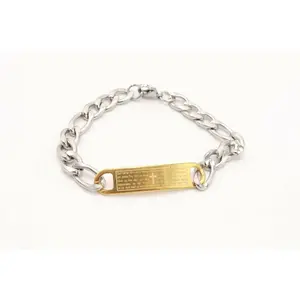 Bracelet Our Father Prayer Stainless Steel Gold plated Men Jewelry Jerusalem