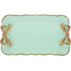 STOBAZA Vintage Decorative Tray Towel Tray Cosmetics Jewelry Organizer Resin Dish Plate Fruit Trays Rings Bracelets Earrings Perfume Trays for Home Coffee Table Vanity - Light Green