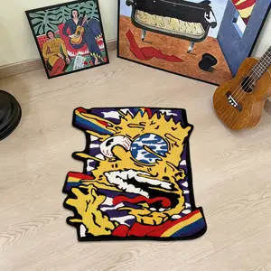 Trendy Cartoon Funny Face Carpet, Irregular Shaped Living Room Bedroom Mat, Unique Trendy Decorative Rug, Fun Soft Furnishing