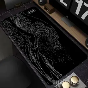 XXL Oversized Gaming Mouse Pad Kanagawa Giant Wave from Japan Large Size 900x400mm Keyboard & Mouse Pad Non-Slip Rubber 3mm Thick Washable Computer Office Decor Accessory, Desk Accessories, Suitable for Laptops & Office