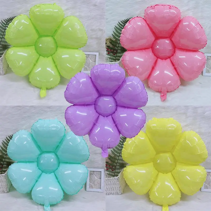 Daisy Flower Shaped Balloon, 5 Counts/set Colorful Inflatable Balloon, Party Balloon for Birthday Wedding Baby Shower Decoration