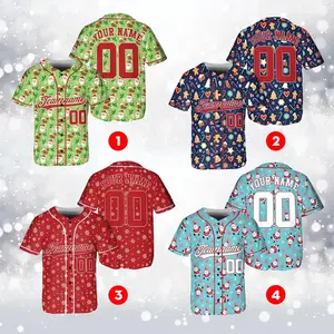 Personalized Christmas Jersey Shirt Custom Name & Number Football Soft Durable Fabric Contrast Sleeves Button Down Front Sporty Edge Meets Comfort