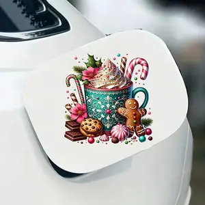2D Flat Stickers Christmas Ice Cream Theme Vinyl Stickers - 7 Inch Surface Stickers for Cars, Laptops, Trucks, Motorcycles, Windows and Walls - Suitable for Glass, Metal, Ceramic, Ice Cream Party Decoration, Festive Vehicle Decoration, Fun Holiday Design
