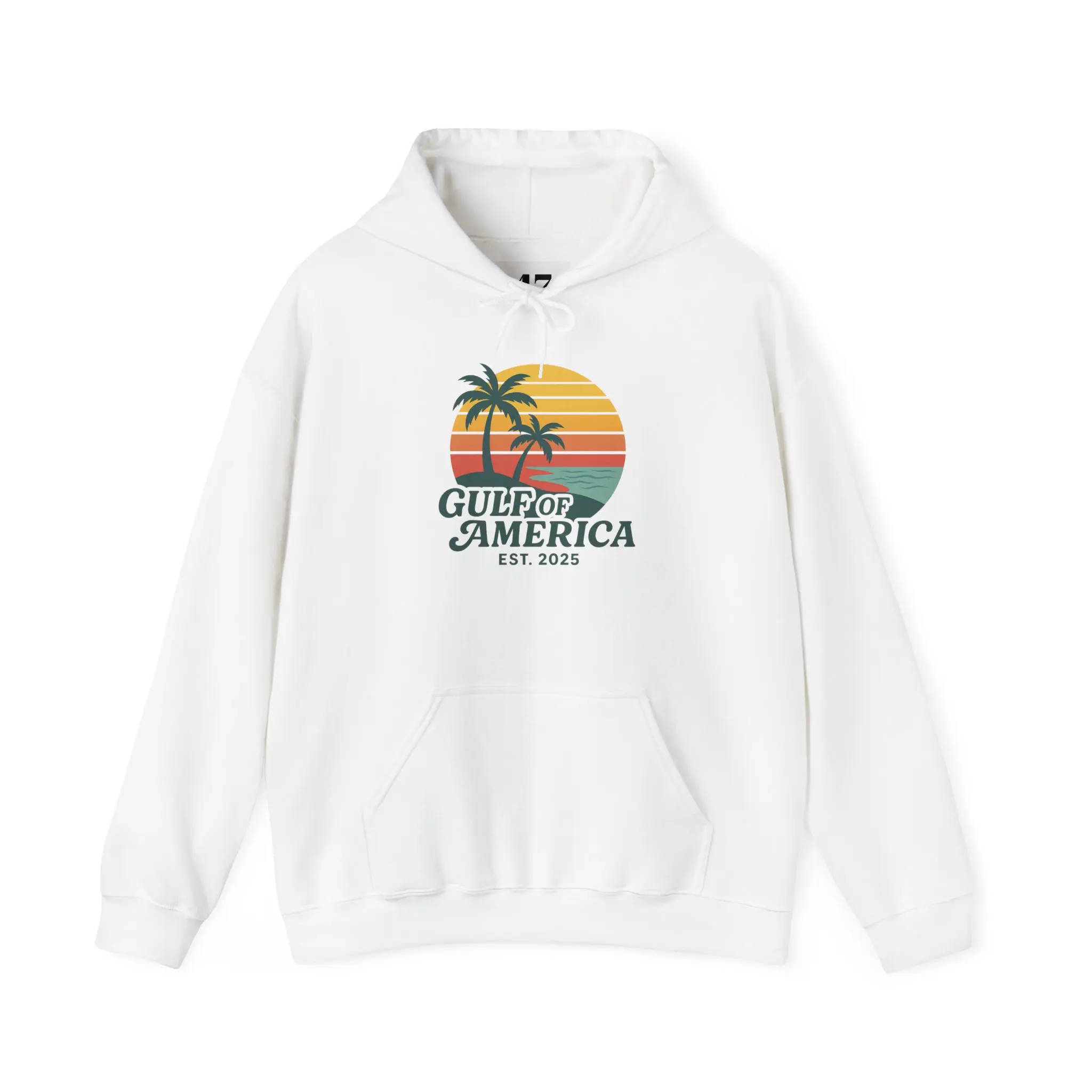 Gulf for America Sunset Hoodie, Casual Streetwear, Beach Vibes Sweater, Summer Getaway Apparel, Gift for Travelers, Cozy Unisex Sweatshirt