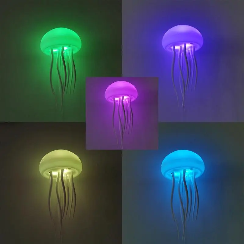 7-Color USB-Powered Floating Tentacle Pendant LED Light, Intelligent Voice-Controlled ABS Decorative Lighting for Bedroom, Full-Color Gradient Jellyfish Night Light
