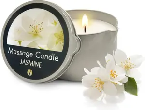FLOWERLAND Jasmine Massage Candle 200ml Premium Moisturizing Oil for Couples Home Spa Luxurious Vegan Skin Care Natural Eco-Friendly Handcrafted in the Netherlands - Aroma