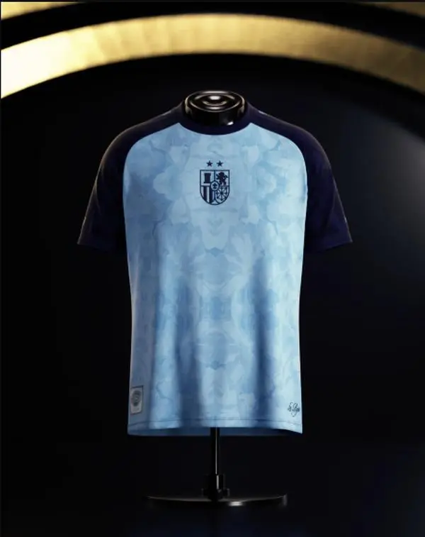 Premium Blue Football Jersey, Spain Flag, Jersey-The Kit Trikot,Retro Soccer Shirt