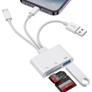 3-in-1 SD Card Reader for  17 16 15 14 iPad, Memory Card Reader with USB Camera Adapter Plug and Play, SD/ SD Card Adapter for  Android PC, Trail  Camera Viewer No App Required