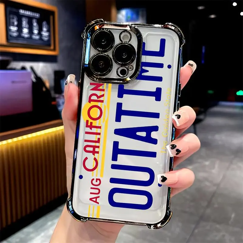 Back to The Future Time Machine Smartphone Casing for iPhone 17 Air,16 Plus,15 Pro Max,14,13,12,11 Pro Max - Shockproof Transparent Soft Back Cellphone Case, UV-Printed Pop Culture Cover for Handheld Devices, Tech Enthusiasts HMA151, Accessories