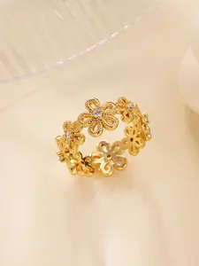 1 Pcs Mini Zircon Flower Rings for Women Vintage Texture Flower Finger Ring Aesthetic Fashion Waterproof Jewelry,Perfect Gifts for Birthday,Party,Vacation,Anniversary,Thanksgiving,Christmas,New Year,Mother's Day