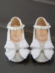 Girls' Princess Party Shoes Spring Autumn Rhinestone Flat Single Shoe, Cute Casual Footwear for Kids, Comfortable and Stylish Shoes