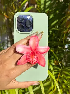Rainbow Summer Pink Petal Orchid Blossom Flower Magnetic Pop Socket Phone Grip Summer Szn Tropical Flower Floral Vibrant Color Phone Grip Popsocket
