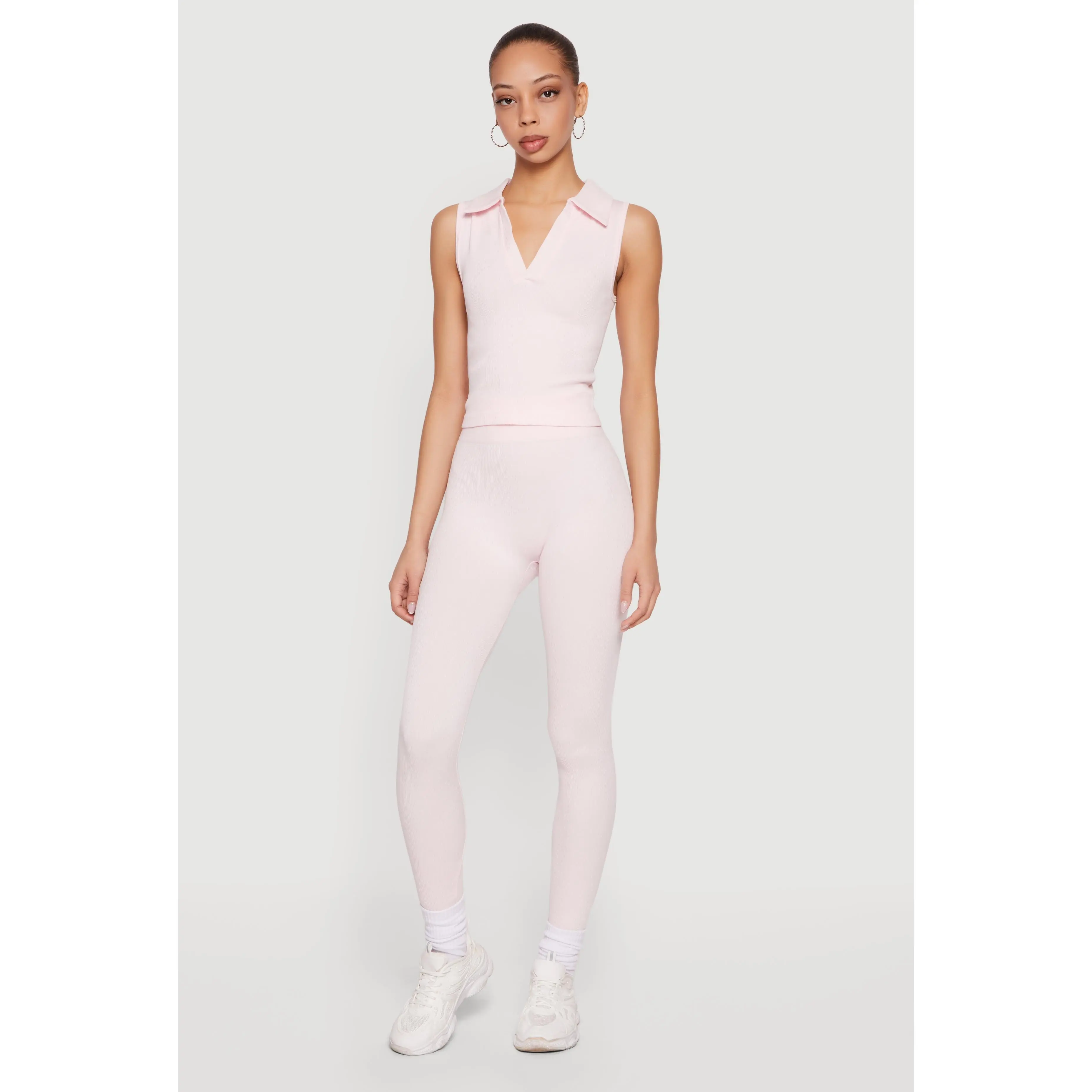 High Waisted Seamless Compression Rib Leggings