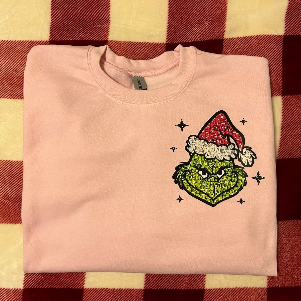 Pink Faux sequin Christmas sweater