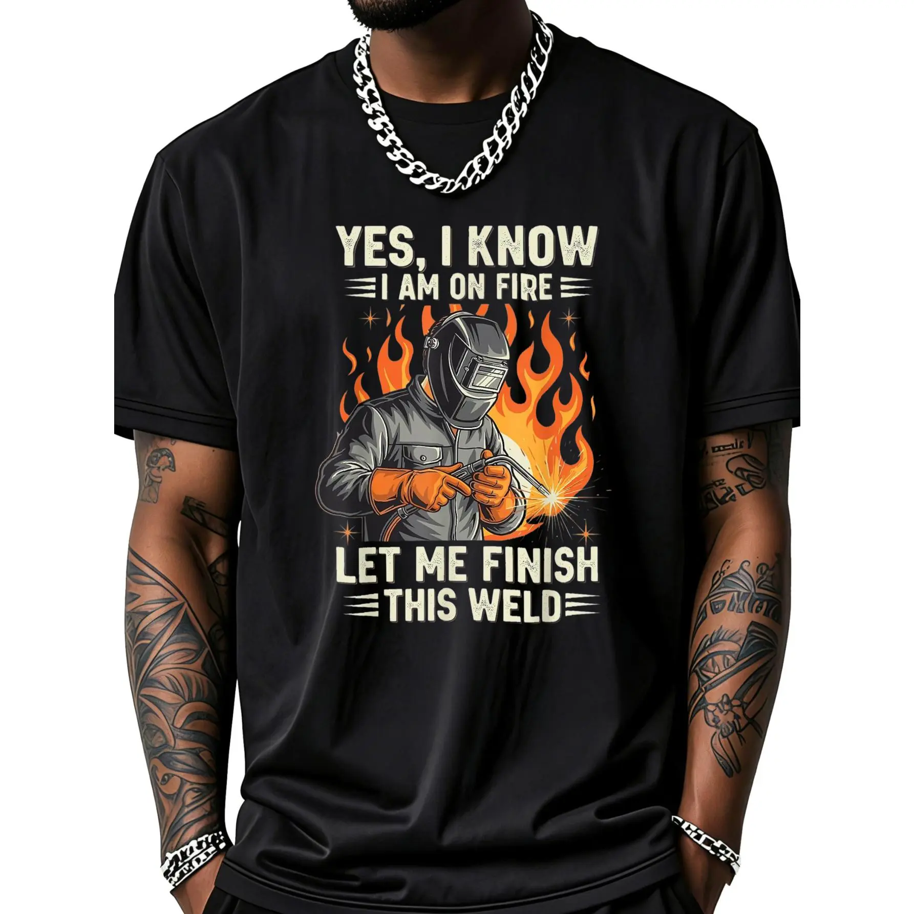 Funny Welder Welding Yes I Know I Am On Fire T-Shirt