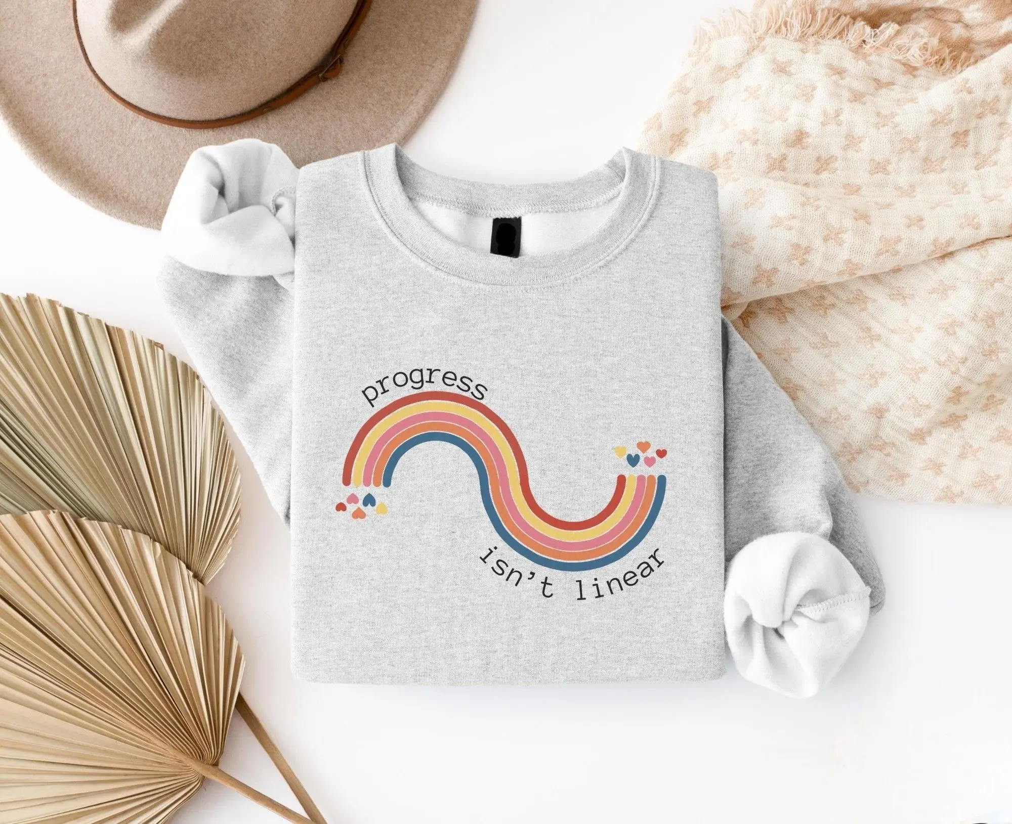 Progress Isn't Linear T-Shirt, Sweatshirt - Retro Autism Awareness Crewneck Neurodiverse RBT BCBA Gift Special ED Teacher Sweater Inclusion