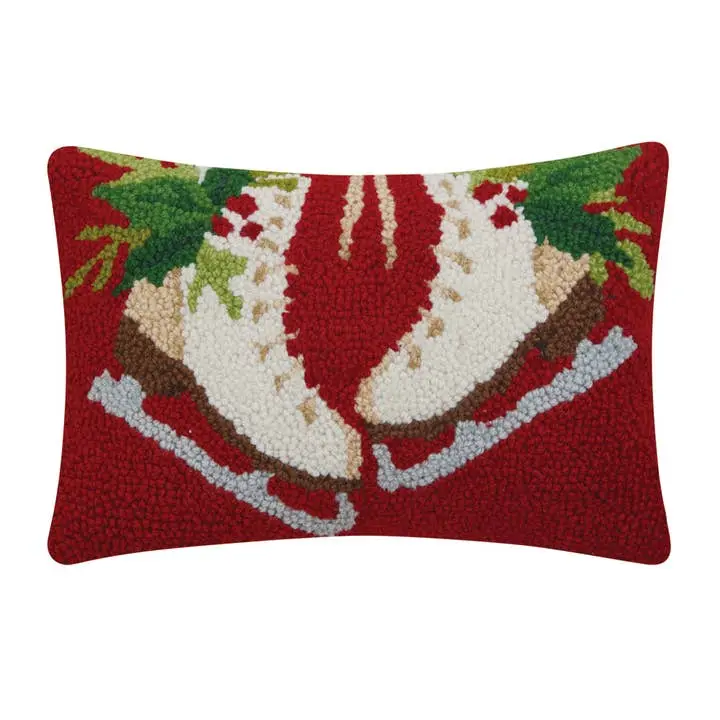 Peking Handicraft 31AV206C12OB 8 x 12 in. Holiday Ice Skates Poly Fill Hook Pillow, Multi Color