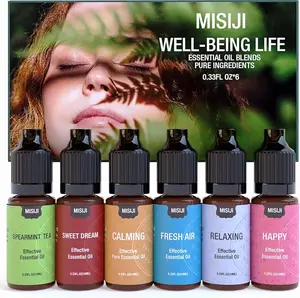 Essential Oil Blends, Essential Oils Set for Diffusers for Home, Well-Being Kit- Spearmint Tea, Calming, Dreams, Relaxing, Mood, Fresh Air Aromatherapy Oils for Humidifiers, Skin, 6x10ml