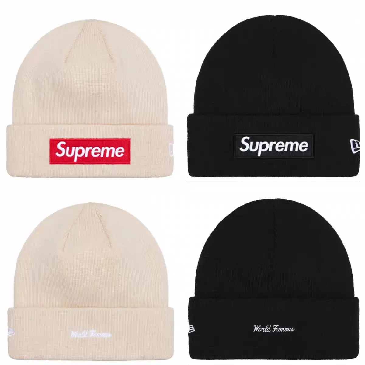 Supreme New Era Box Logo Beanie - Men Winter Warm Hat for Cold Weather for Sports Outdoor