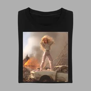 Doll On Fire T-Shirt, Burning Car Graphic Tee, Rebel Doll Aesthetic Shirt, Chaos Core Fashion Top, Trendy Dark Humor Tee For Women Men, Iconic Gift
