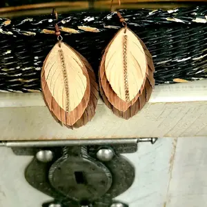 Fawn-  Handmade layered leather earrings with rhinestones