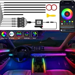 Car LED Strip Lights Interior Acrylic LED Lights for Car with Dynamic Rainbow Dr App Control Brightness Music Mode