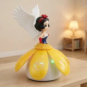 New electric rotating dancing princess doll, dreamy light and music children's electric toy, girls' favorite toy, children's gift, holiday gift (batteries not included, requires three AA batteries)