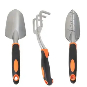 3-Pack Aluminum Heavy Duty Garden Tool Set – Hand Shovel, Transplant Shovel & Rake for Planting, Digging & Weeding