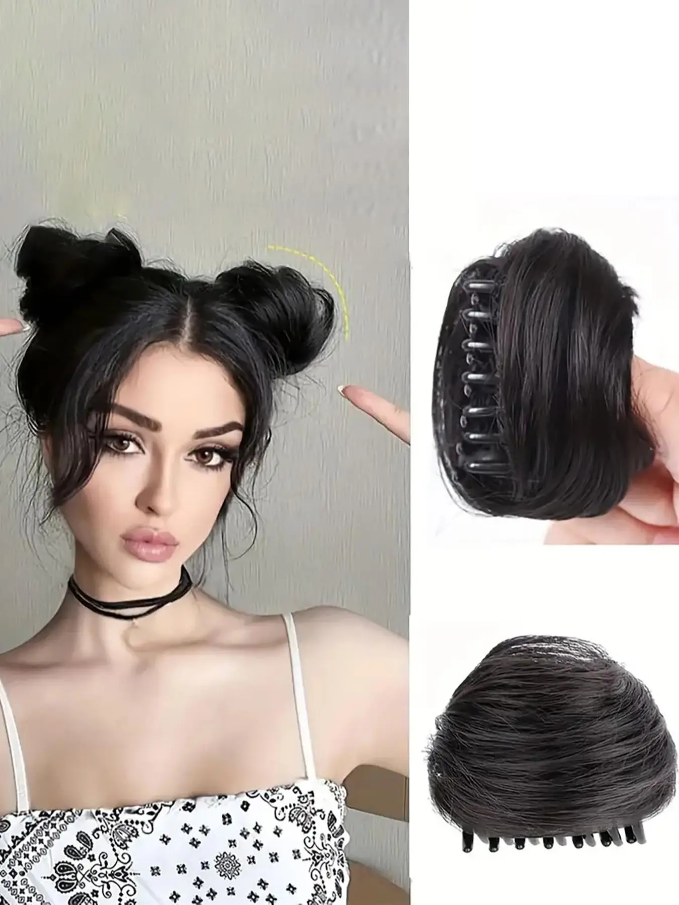 1 Piece Cute Cat Ear Wig Hair Clip, Synthetic Cat Ear Ball Chignon Claw Clip, Fashion Hair Accessories For Women & Girls