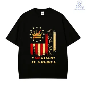 "America doesn't need a king," "No to war"We The People No Kings In America Graphic T-Shirt for Men Women, Distressed American Flag Anti-Monarchy Oversized 220g Combed Cotton Casual Short Sleeve Patriotic Tops