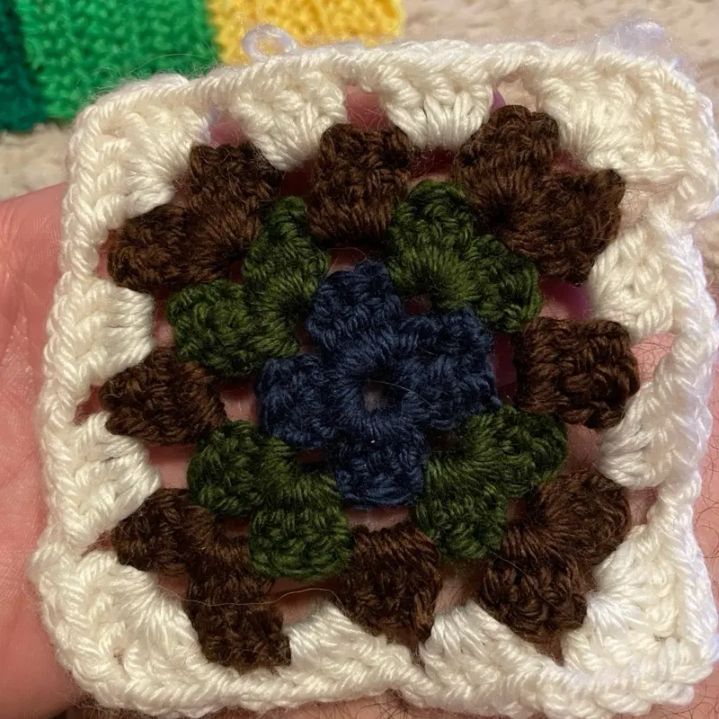 BrynoMade Hand Crocheted Sunburst Color Morning Coffee Granny Square Coaster for Tableware