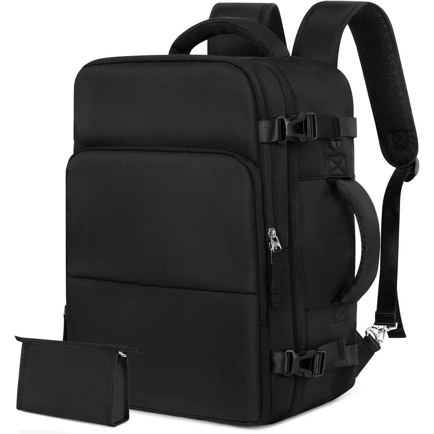 Small Black Waterproof Camera Backpack for Men - Flight-Ready, Functional Travel Essential, Polycarbonate, Breathable Mesh, Improved Airflow, Carry-On Personal Item for Any Journey