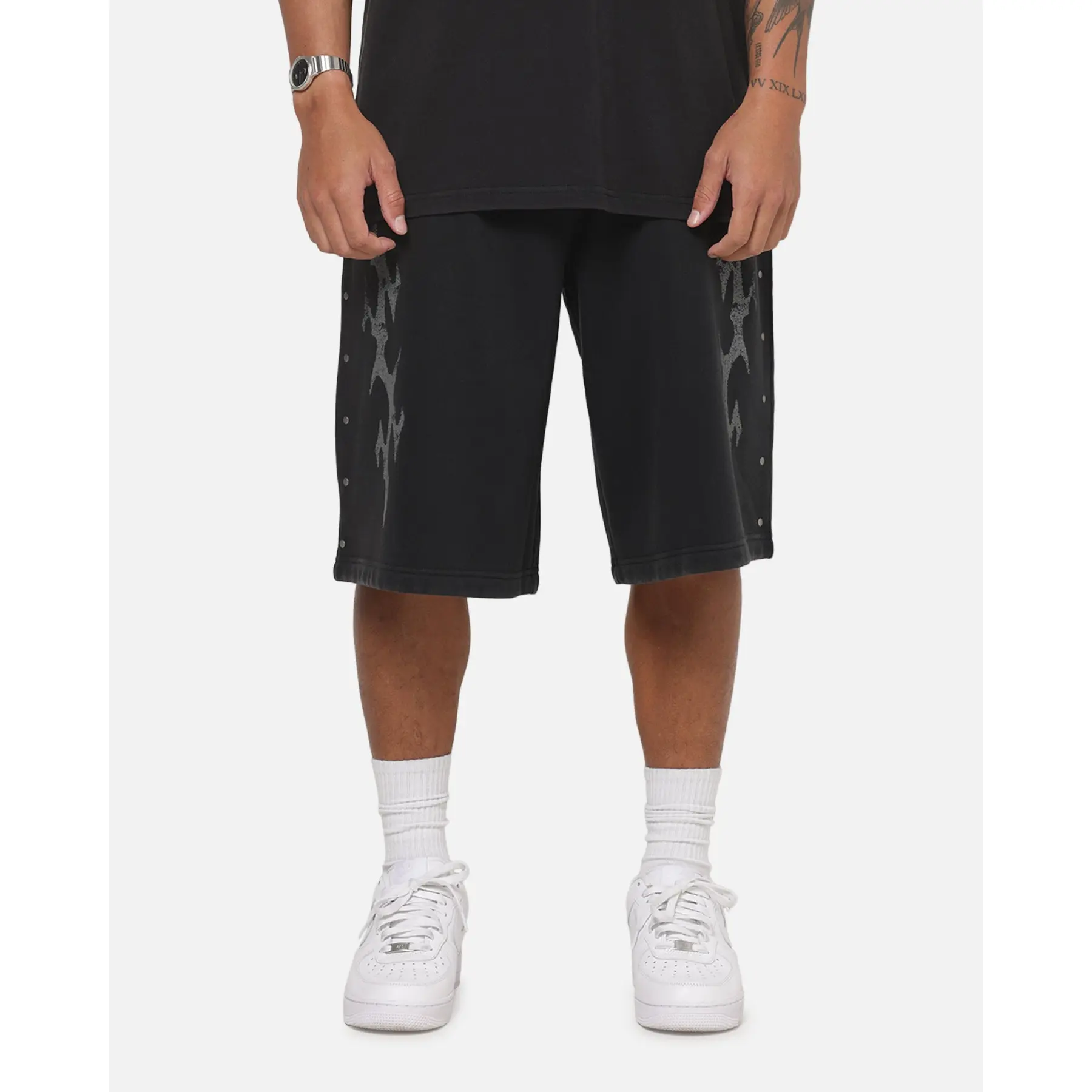 Saint Morta La Familia Baggy Sweat Shorts Washed Black