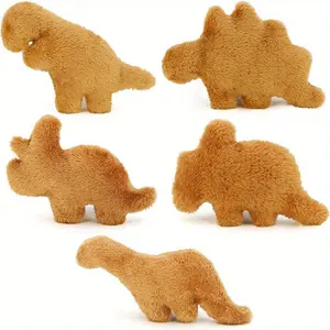 Cuddly Companion, Realistic Dino Chicken Nugget Plush Toy, Fun Stuffed Pillow for Boys and Girls, Ideal Party and Holiday Gift - Yellow Polyester, 5pcs Mini Set