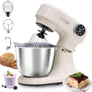 SPZTJK Stand Mixer, 10 Speeds, 5-Quart Mixing Bowl, Chef's Whisk, Tilt-Head Food Mixer With Dough Hook, Wire Whisk, Flat Beater, Stainless Steel Bowl