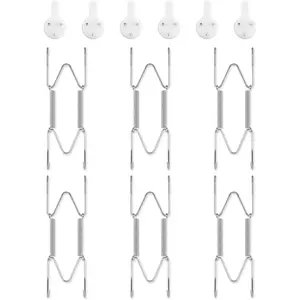 6 Pack Invisible Stainless Steel Heavy Duty Wire Plate Hangers for Wall, Fit 6-8 inch Art Plates, with Wall Hooks for Displaying Plates Platter Dish, Silver