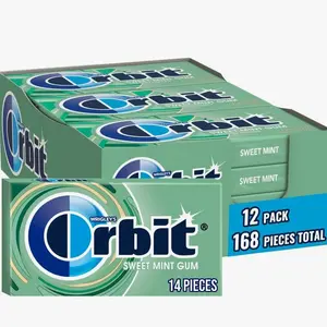 ORBIT Sweet Mint Sugar Free Individually Wrapped Chewing Gum Mint Bulk Box , 12 Packs of 14-Pieces (168 Total Pieces)