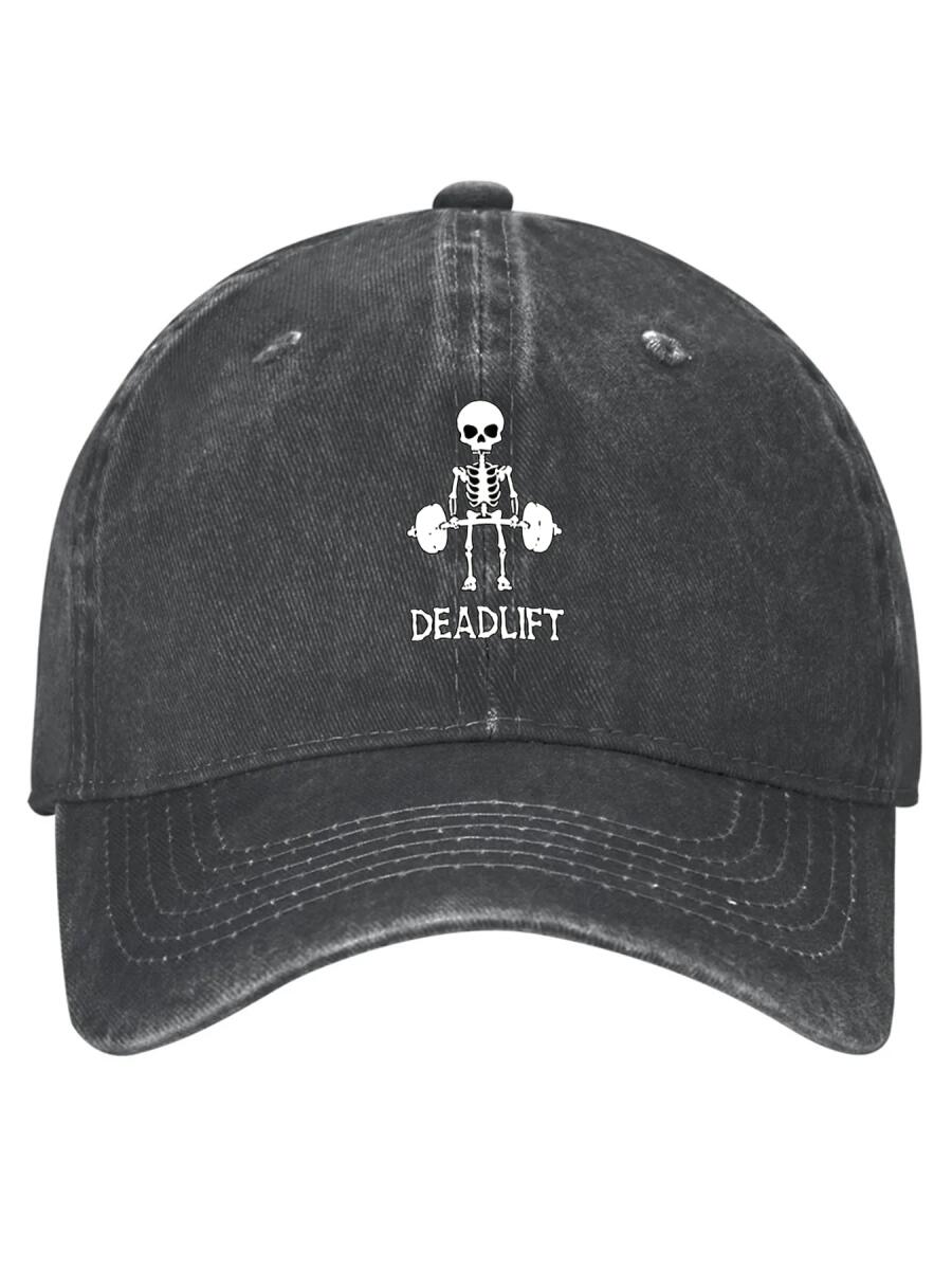 Skull Print Baseball Cap for Sports/Fitness/Outdoor Activities — Classic Washed Style, Fashionable Casual Design, Soft Crown