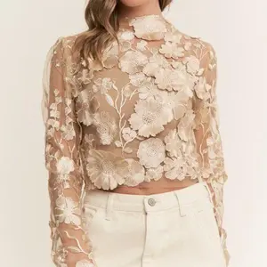 Gold shirt Top Long Sleeve Floral