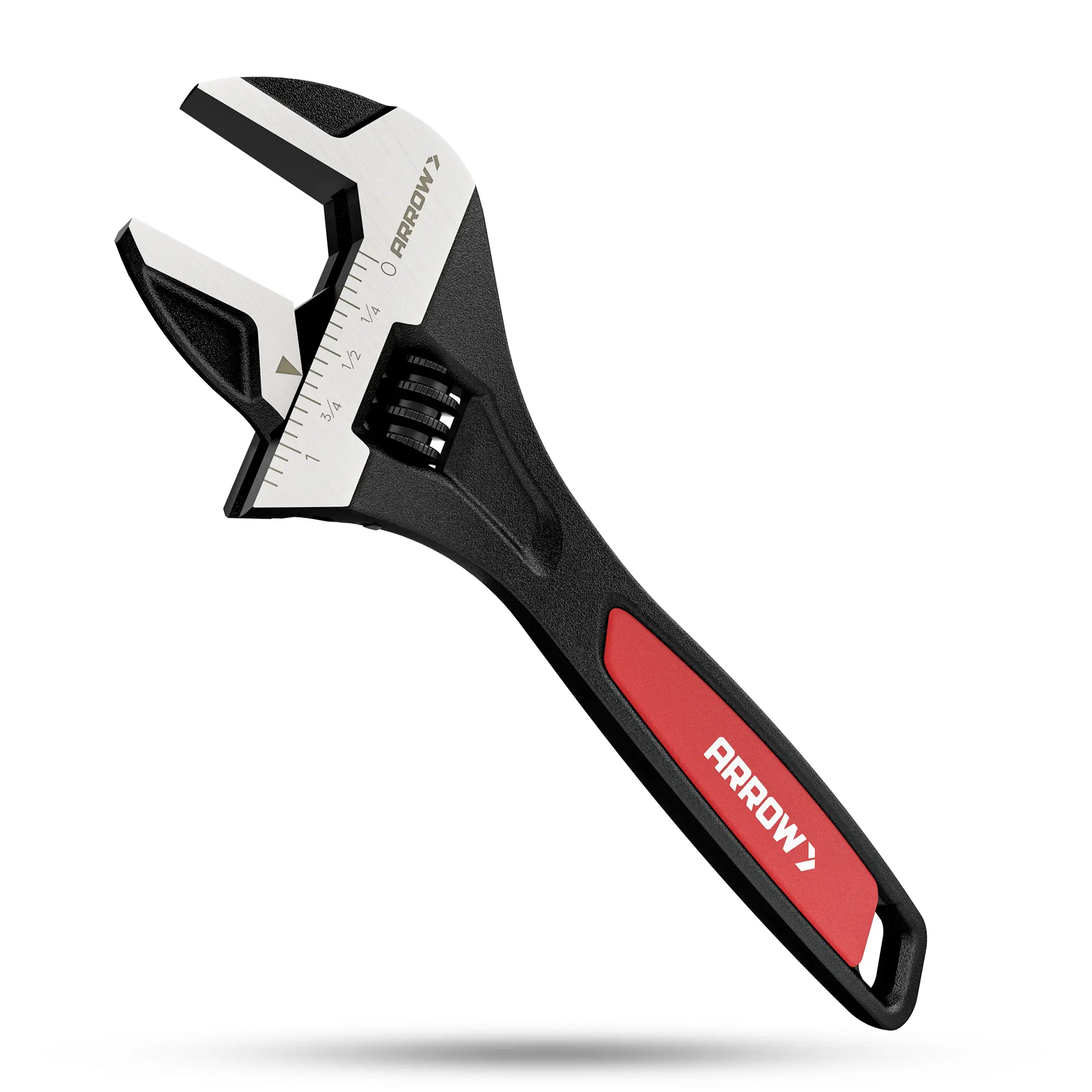#backtoschool ARROW Adjustable Wrench, Cr-V Steel, Wide Jaw Black Oxide Wrench with Inch/Metric Laser Scales, Non-Slip Grip & Hanging Hole, for Home, Garage, Workshop and DIY