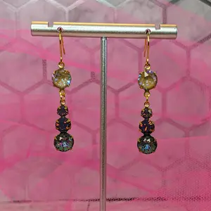 Amerhyst Opal Vitrail Flower Earrings