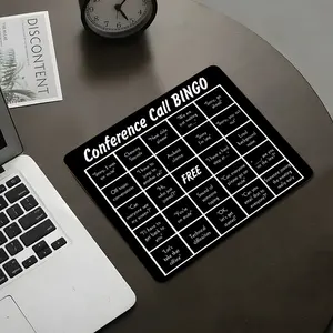 Funny Office Humor Conference Call Bingo Design Square Mouse Pad, Aesthetic Desktop Decorative Protective Rubber Anti-slip Lockedge Work Pad, Non Slip Mousepad, Desktop Accessory, Desk Accessories, Small Size for Laptop, Gaming, Work