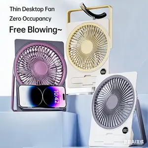 Ultra-Thin Card Fan Desktop Cooling Essential, Wall Mountable Phone Stand, Lightweight Body, 7 Blade Air Turbine Blades